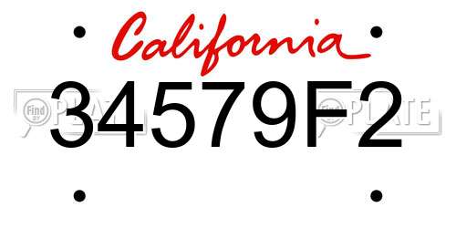 34579F2 California License Plate