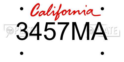 3457MA California License Plate