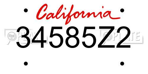 34585Z2 California License Plate
