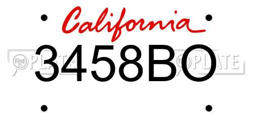 3458BO California License Plate