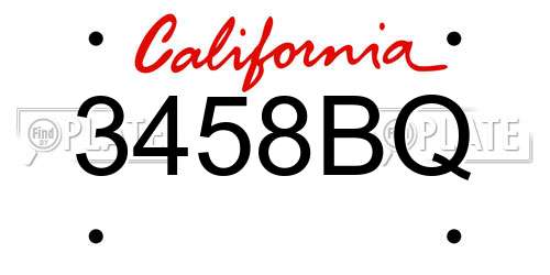 3458BQ California License Plate