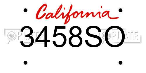 3458SO California License Plate
