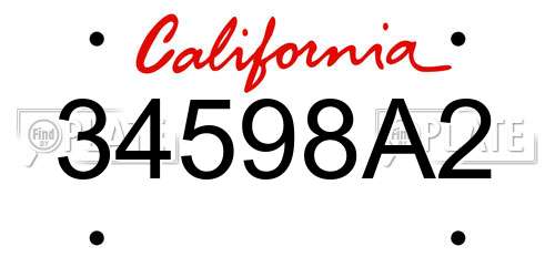 34598A2 California License Plate