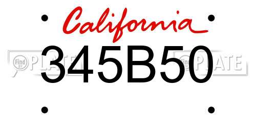 345B50 California License Plate