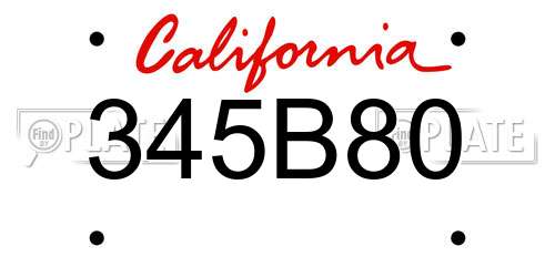 345B80 California License Plate