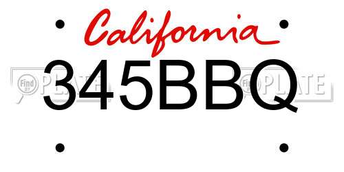 345BBQ California License Plate