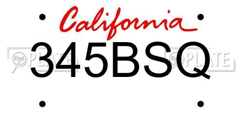 345BSQ California License Plate