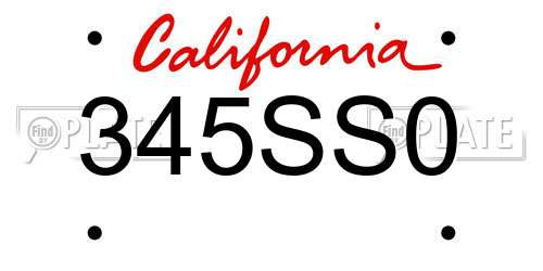 345SS0 California License Plate