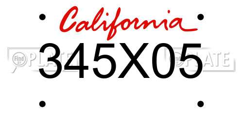 345X05 California License Plate