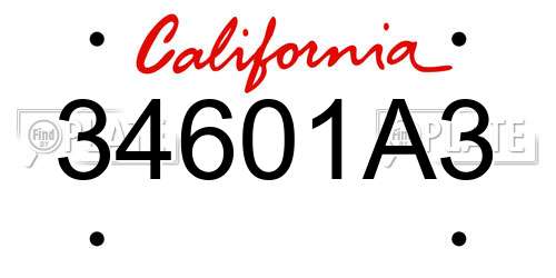 34601A3 California License Plate