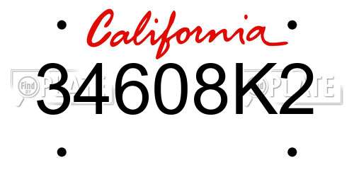 34608K2 California License Plate