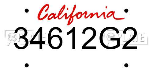 34612G2 California License Plate