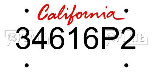 34616P2 California License Plate