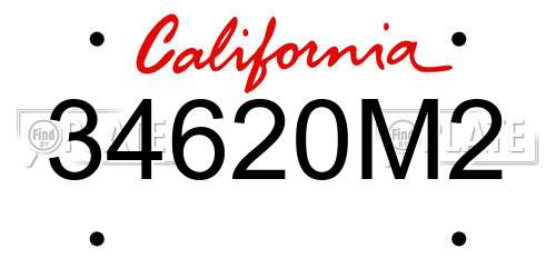 34620M2 California License Plate
