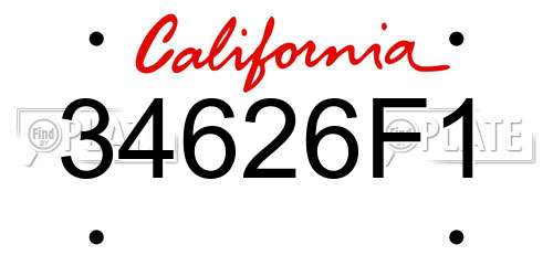 34626F1 California License Plate