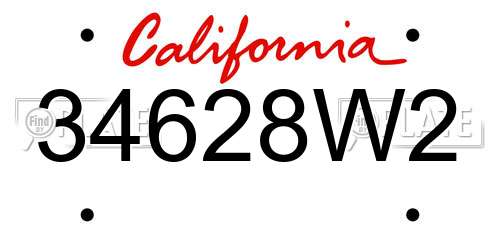 34628W2 California License Plate