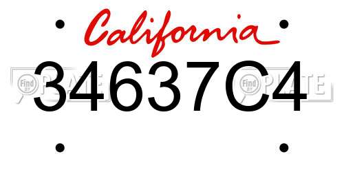 34637C4 California License Plate
