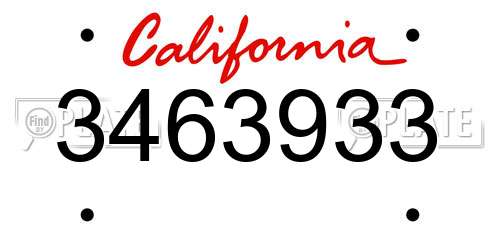 3463933 California License Plate