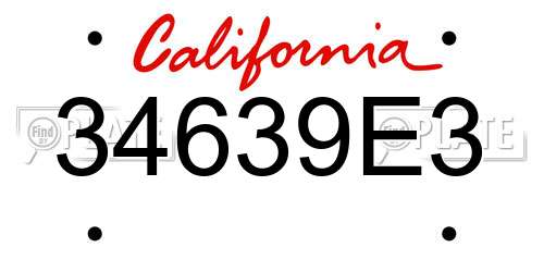 34639E3 California License Plate