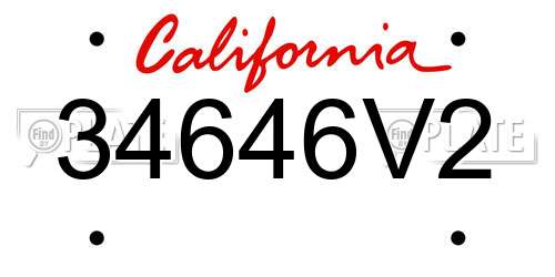 34646V2 California License Plate