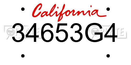 34653G4 California License Plate