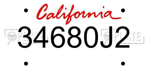 34680J2 California License Plate