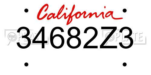 34682Z3 California License Plate