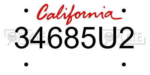 34685U2 California License Plate