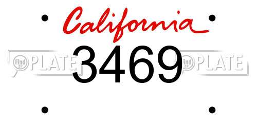 3469 California License Plate
