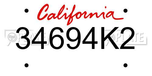 34694K2 California License Plate