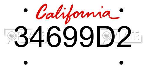 34699D2 California License Plate