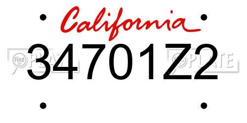 34701Z2 California License Plate