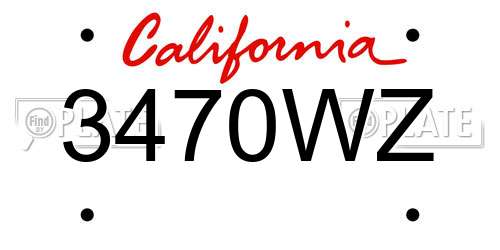 3470WZ California License Plate