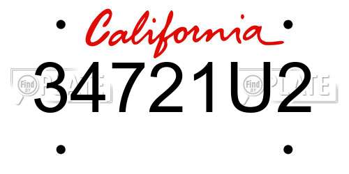 34721U2 California License Plate