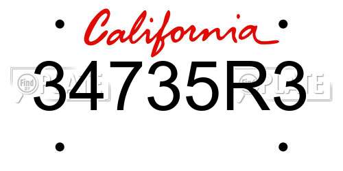 34735R3 California License Plate
