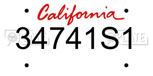 34741S1 California License Plate