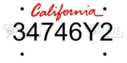 34746Y2 California License Plate