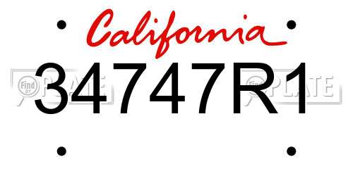34747R1 California License Plate