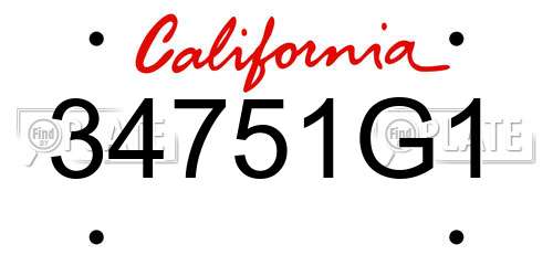 34751G1 California License Plate
