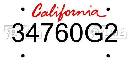 34760G2 California License Plate