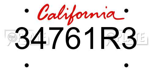 34761R3 California License Plate