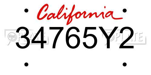 34765Y2 California License Plate
