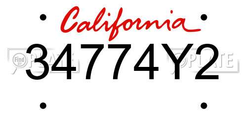 34774Y2 California License Plate