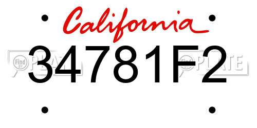 34781F2 California License Plate