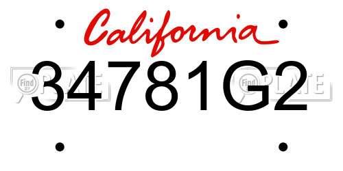 34781G2 California License Plate
