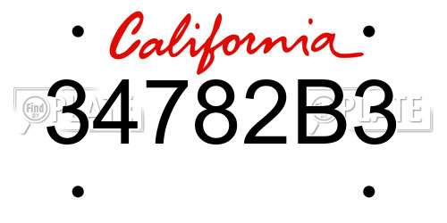 34782B3 California License Plate