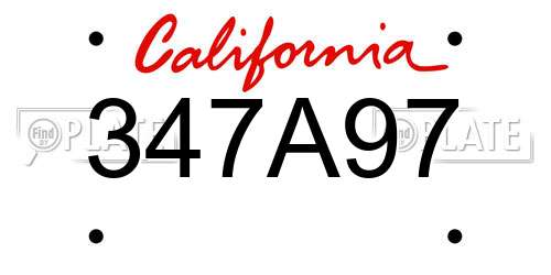 347A97 California License Plate