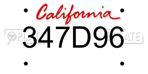 347D96 California License Plate