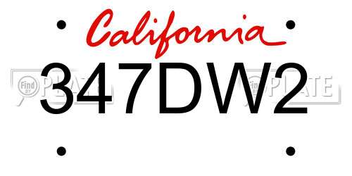 347DW2 California License Plate