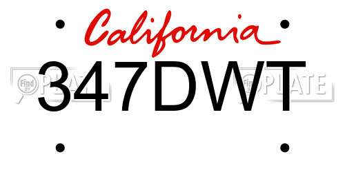 347DWT California License Plate